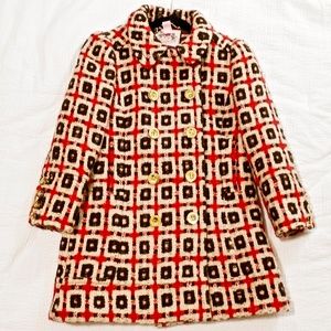 JUICY COUTURE~roulette~RED & BLACK~WOOL BLEND~DOUBLE-BREASTED PEACOAT